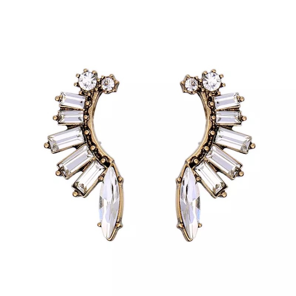 Wing Shaped Crystal Glass Earrings - Picture 1 of 6